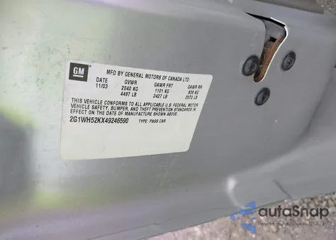 2004 Chevrolet Impala Ls z USA, uszkodzony, nr VIN 2G1WH52KX49246590